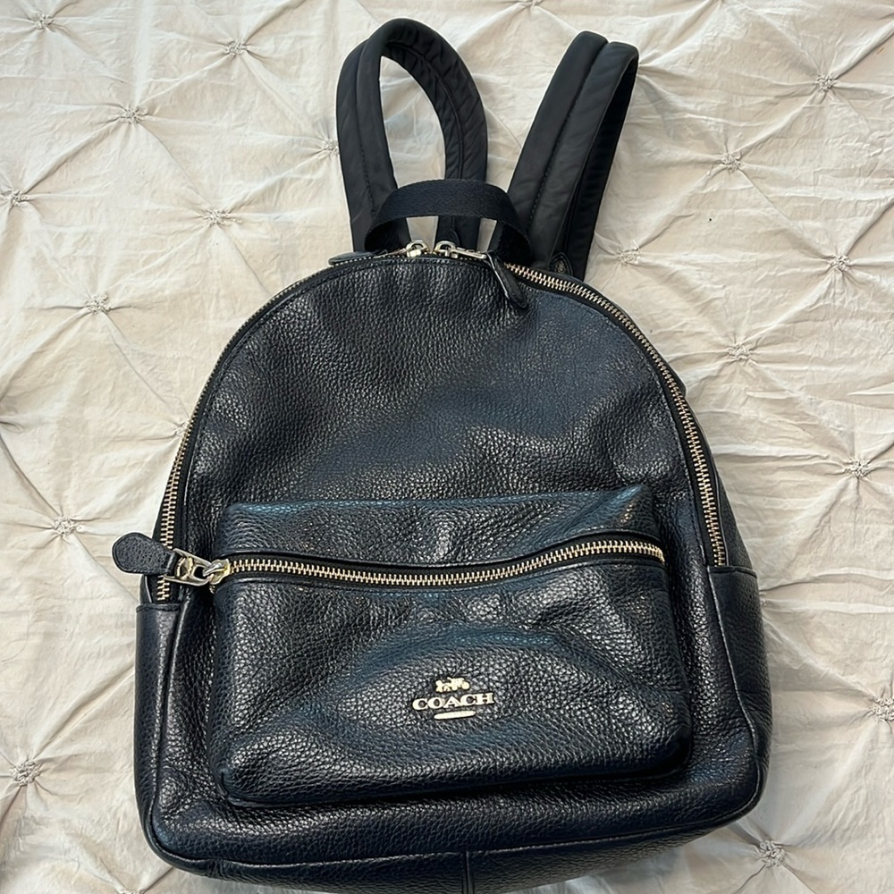 Coach Black Pebbled Leather Medium Charlie Backpack F30550